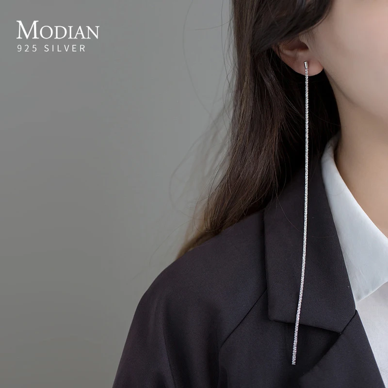 Modian Classic Trend 925 Sterling Silver Beautiful Sparkling Long Strip Gypsophila Drop Earrings for Women Wedding Party Jewelry
Modian Classic Trend 925 Sterling Silver Beautiful Sparkling Long Strip Gypsophila Drop Earrings for Women Wedding Party Jewelry