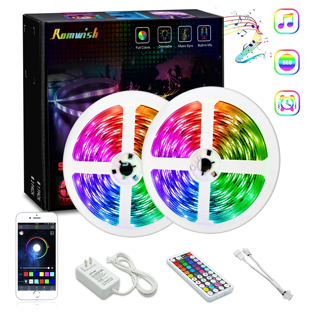 Светодиодная лента с Bluetooth, 12 В, 24 В, контроллер App RGB 5050, неоновые лампы, гибкая лента с диодами, меняющая цвет и синхронизация музыки
Светодиодная лента с Bluetooth, 12 В, 24 В, контроллер App RGB 5050, неоновые лампы, гибкая лента с диодами, меняющая цвет и синхронизация музыки
