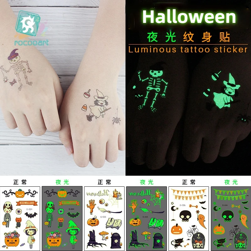 Halloween Luminous Tatto Ghost Taty For Kids Fake Tatoo Witch Glowing in Dark Pumpkin bat Waterproof Temporary Tattoo Stickers
Halloween Luminous Tatto Ghost Taty For Kids Fake Tatoo Witch Glowing in Dark Pumpkin bat Waterproof Temporary Tattoo Stickers