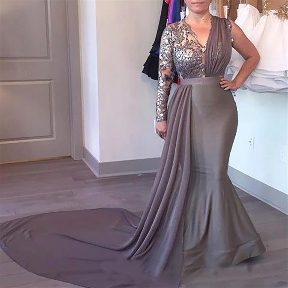 Long Sleeve Formal Dresses One-Shoulder Prom Party Gown V-Neck Evening Dress Mermaid Trumpet Chiffon Applique Floor-Length
Long Sleeve Formal Dresses One-Shoulder Prom Party Gown V-Neck Evening Dress Mermaid Trumpet Chiffon Applique Floor-Length