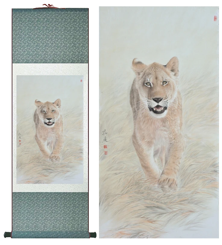 Lioness silk art painting Chinese Art Painting Home Office Decoration Chinese lioness painting lioness picture
Lioness silk art painting Chinese Art Painting Home Office Decoration Chinese lioness painting lioness picture