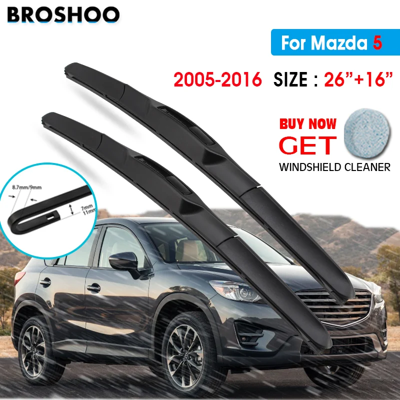 Car Wiper Blade For Mazda 5 26"+16" 2005-2016 Auto Windscreen Windshield Wipers Blades Window Wash Fit U Hook Arms
Car Wiper Blade For Mazda 5 26"+16" 2005-2016 Auto Windscreen Windshield Wipers Blades Window Wash Fit U Hook Arms