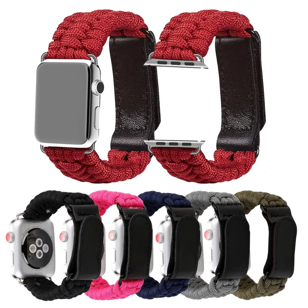 Nylon Outdoors Survival Rope strap For Apple Watch 6 SE 5 4 3 2 44 mm 40mm Leather clasp Bracelet For iwatch series 6 SE 42 38mm
Nylon Outdoors Survival Rope strap For Apple Watch 6 SE 5 4 3 2 44 mm 40mm Leather clasp Bracelet For iwatch series 6 SE 42 38mm