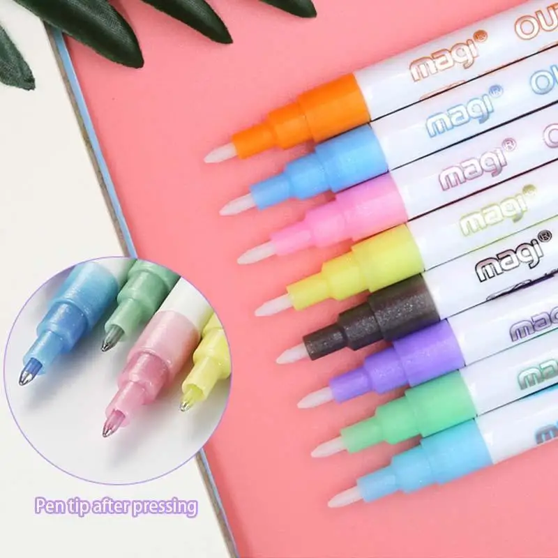 8 Color set DIY Dream Highlighter Outline Pen Graffiti Marker Art Pen Scrapbook Bullet Diary Poster Card Writing School Supplies
8 Color set DIY Dream Highlighter Outline Pen Graffiti Marker Art Pen Scrapbook Bullet Diary Poster Card Writing School Supplies
