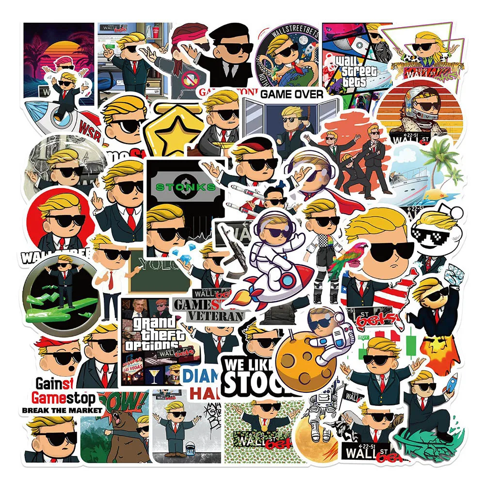 10/30/50PCS Stock Wall Street Bets Cartoon Stickers Graffiti Decals Bike Travel Luggage Guitar Laptop Waterproof Cool Sticker
10/30/50PCS Stock Wall Street Bets Cartoon Stickers Graffiti Decals Bike Travel Luggage Guitar Laptop Waterproof Cool Sticker
