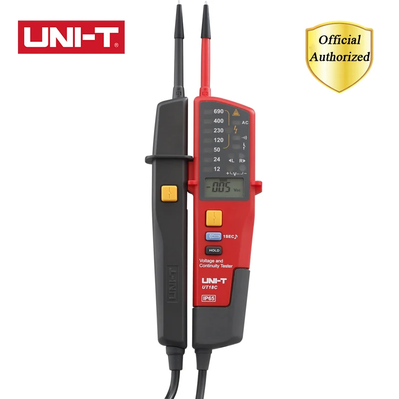 UNI-T UT18C тестер напряжения и непрерывности 0 ~ 690 В AC/DC тестеры с ЖК-дисплеем Автоматический диапазон IP65 Водонепроницаемый измеритель без тестера питания
UNI-T UT18C тестер напряжения и непрерывности 0 ~ 690 В AC/DC тестеры с ЖК-дисплеем Автоматический диапазон IP65 Водонепроницаемый измеритель без тестера питания
