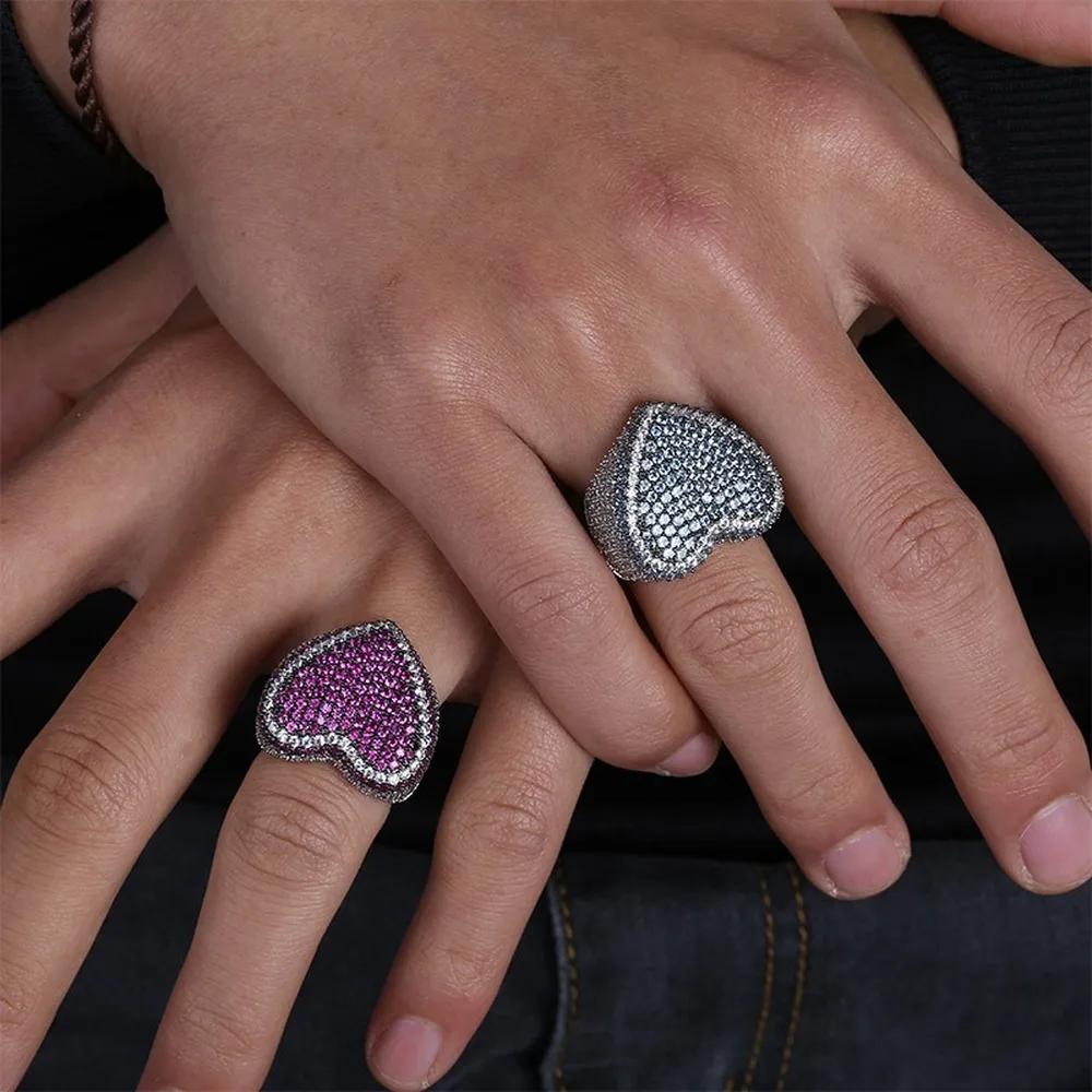 New Design, Gold Color Plated Ring, Colored Heart Ring, Iced Out Micro Paved Zircon, Hip Hop Finger Ring for Men
New Design, Gold Color Plated Ring, Colored Heart Ring, Iced Out Micro Paved Zircon, Hip Hop Finger Ring for Men