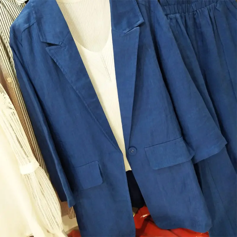 Spring Thin Style Chic Women Blazer & Pants Large Size Cotton and Linen Female Casual Nine-Point Pants Wide-Leg Linen Suit ZH328
Spring Thin Style Chic Women Blazer & Pants Large Size Cotton and Linen Female Casual Nine-Point Pants Wide-Leg Linen Suit ZH328