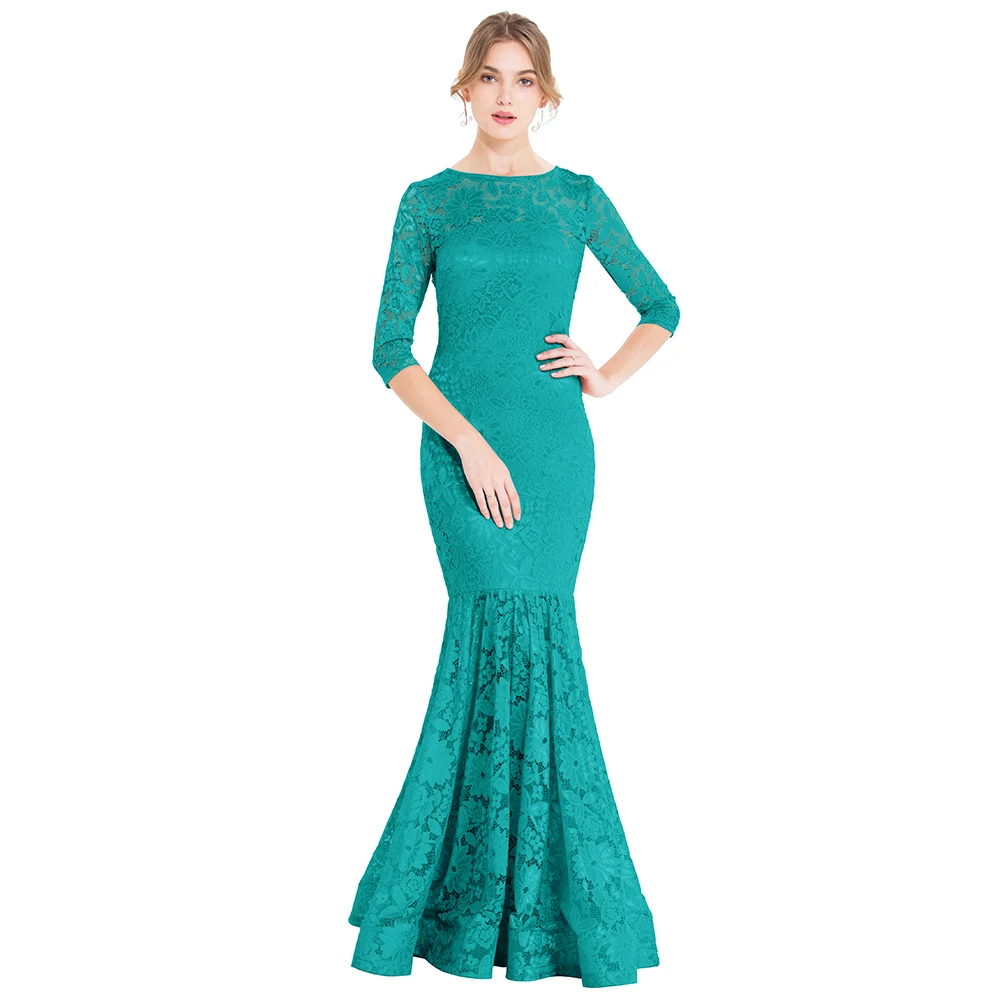 Angel-fashions Women's Sheer Round Neck 3/4 Sleeve Lace Maxi Long Dress Mermaid Wedding Bridesmaid Party Formal Evening Gown
Angel-fashions Women's Sheer Round Neck 3/4 Sleeve Lace Maxi Long Dress Mermaid Wedding Bridesmaid Party Formal Evening Gown