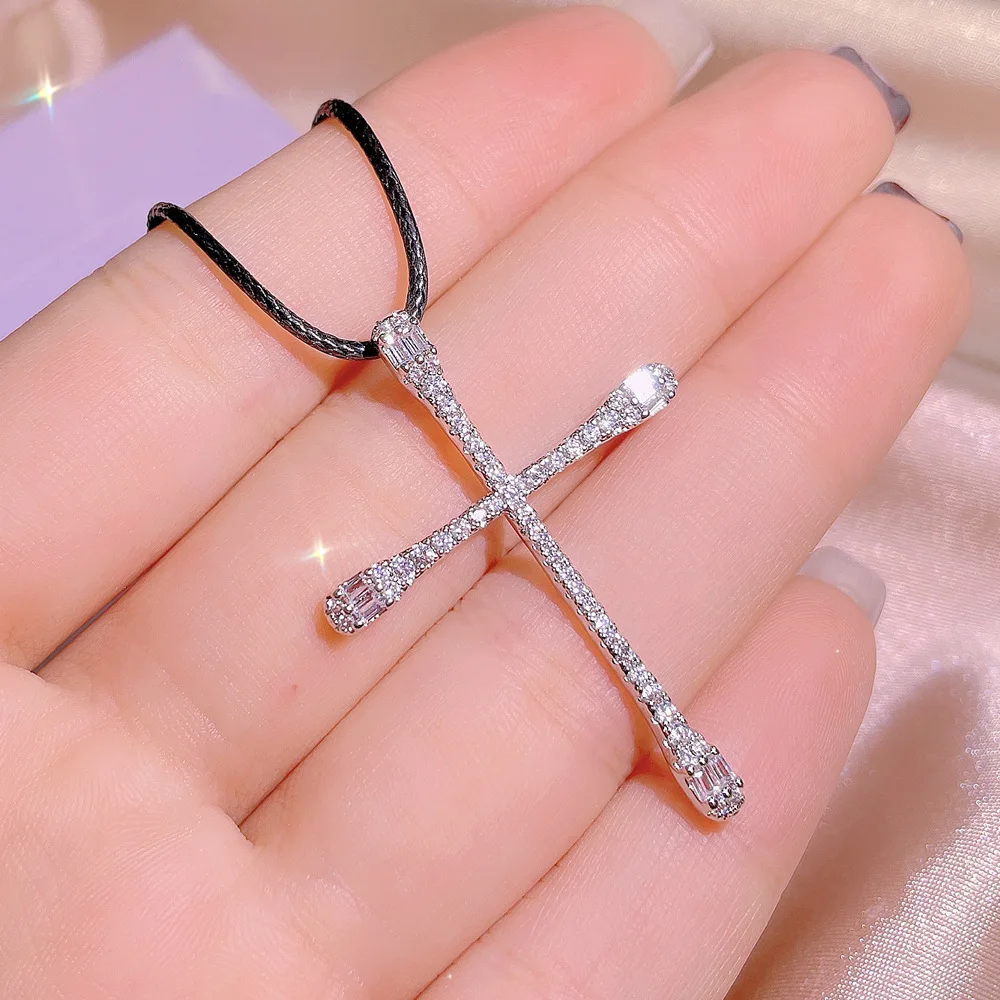 NEW Bling Cross Pendant Silver Color Statement with Zircon StoneLong Chain Necklace for Women Man Fashion Jewelry
NEW Bling Cross Pendant Silver Color Statement with Zircon StoneLong Chain Necklace for Women Man Fashion Jewelry
