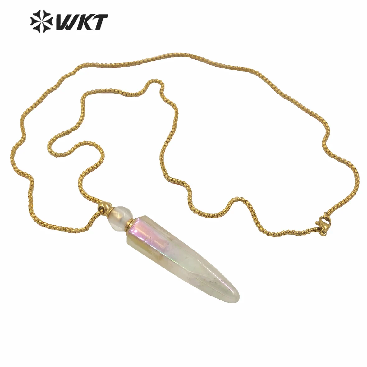 WT-N1258 Trendy Lady Practical Attractive Necklace Perfume Bottle Aura Stone Pendant Gold Chain Gift Procurement
WT-N1258 Trendy Lady Practical Attractive Necklace Perfume Bottle Aura Stone Pendant Gold Chain Gift Procurement