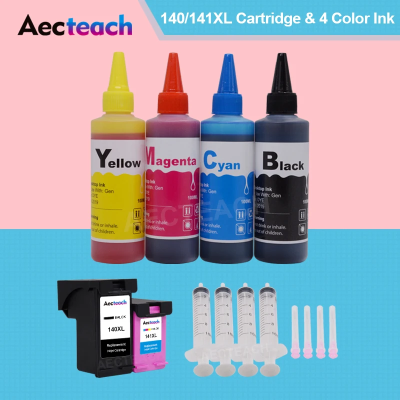 Aecteach Remanufacture Ink Cartridge for HP 140XL 141XL for HP DeskJet D4263 D4363 Printers + 400ml Printer Ink
Aecteach Remanufacture Ink Cartridge for HP 140XL 141XL for HP DeskJet D4263 D4363 Printers + 400ml Printer Ink