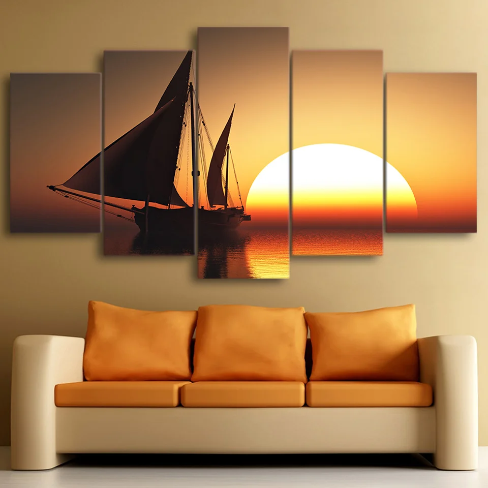 Wall Art Canvas Painting Modular Pictures Modern Framework HD Printed 5 Piece Sun Sea Ship Scenery Home Decor Living Room Decor
Wall Art Canvas Painting Modular Pictures Modern Framework HD Printed 5 Piece Sun Sea Ship Scenery Home Decor Living Room Decor