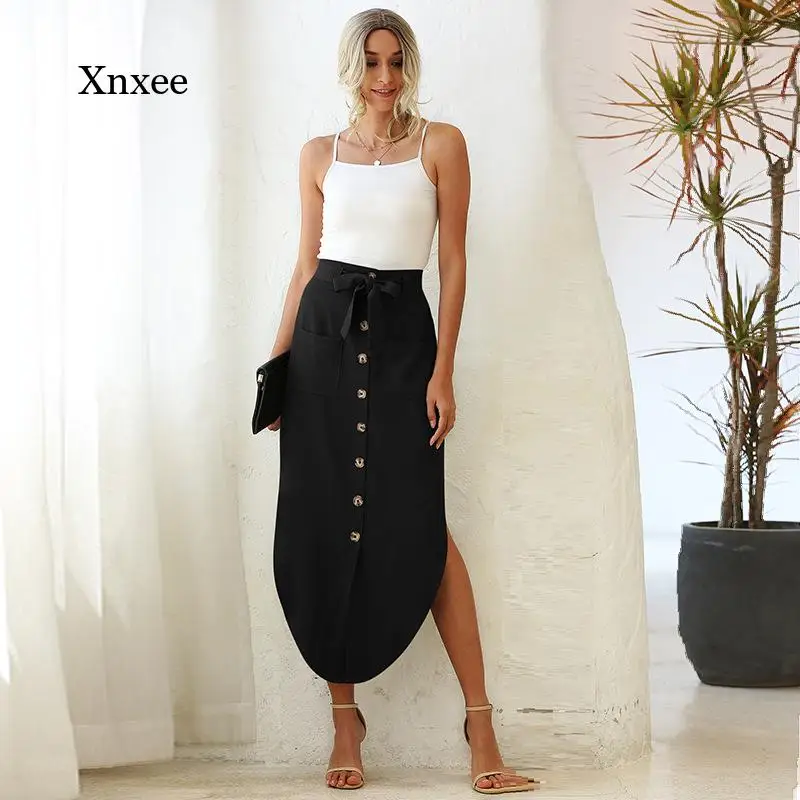 2021 New Irregular Long Skirt Women High Waist Bow Bodycon Elegant Single Breasted Bandage Casual French Pockets Solid Bottoms
2021 New Irregular Long Skirt Women High Waist Bow Bodycon Elegant Single Breasted Bandage Casual French Pockets Solid Bottoms