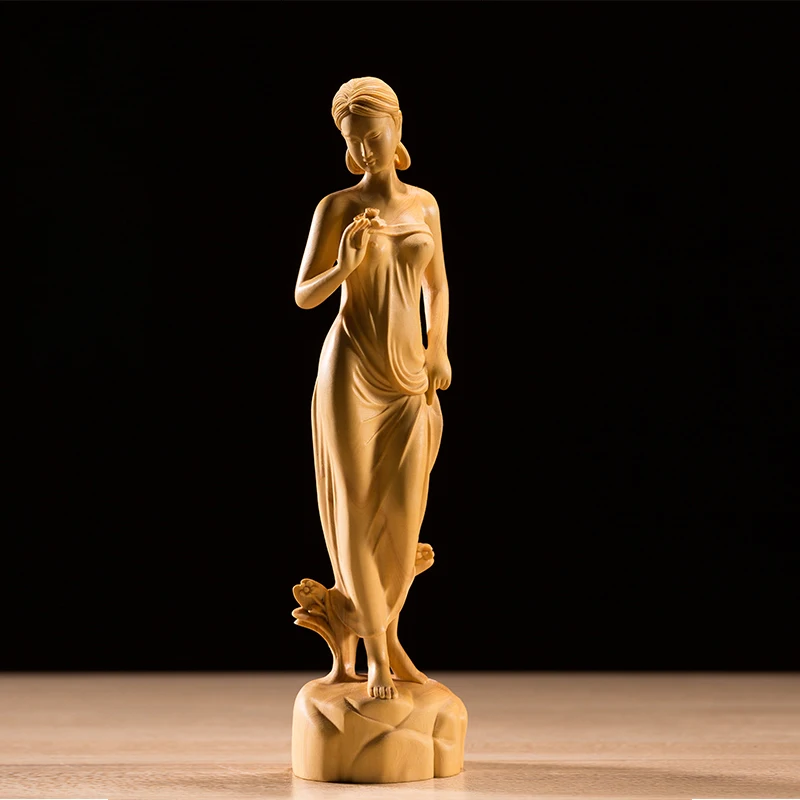 Hand-Carved Wooden Girl with Wildflowers Statue - Exquisite Chinese Style Decorative Figurine
Hand-Carved Wooden Girl with Wildflowers Statue - Exquisite Chinese Style Decorative Figurine