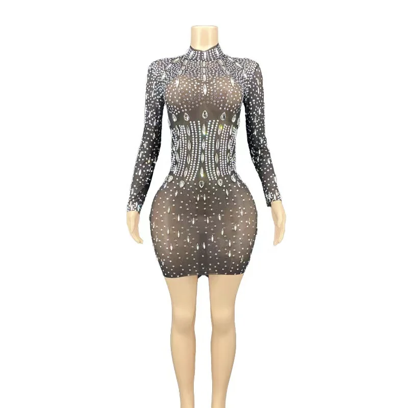 Stage Black See Through Dresses Rhinestones Crystal Long Sleeves Dress Evening Birthday Party Costume
Stage Black See Through Dresses Rhinestones Crystal Long Sleeves Dress Evening Birthday Party Costume