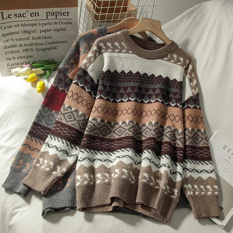 Casual Loose Argyle Graphic Sweater Women O Neck Tops 2023 Autumn New Long Sleeve Pullover Knitting Sweaters Vintage Streetwear
Casual Loose Argyle Graphic Sweater Women O Neck Tops 2023 Autumn New Long Sleeve Pullover Knitting Sweaters Vintage Streetwear