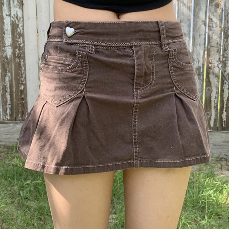 Y2K Grunge Low Waisted Denim Pleated Skirts Vintage Brown Pockets Mini Skirt Women Kawaii Harajuku Korean Preppy Style Clothes
Y2K Grunge Low Waisted Denim Pleated Skirts Vintage Brown Pockets Mini Skirt Women Kawaii Harajuku Korean Preppy Style Clothes