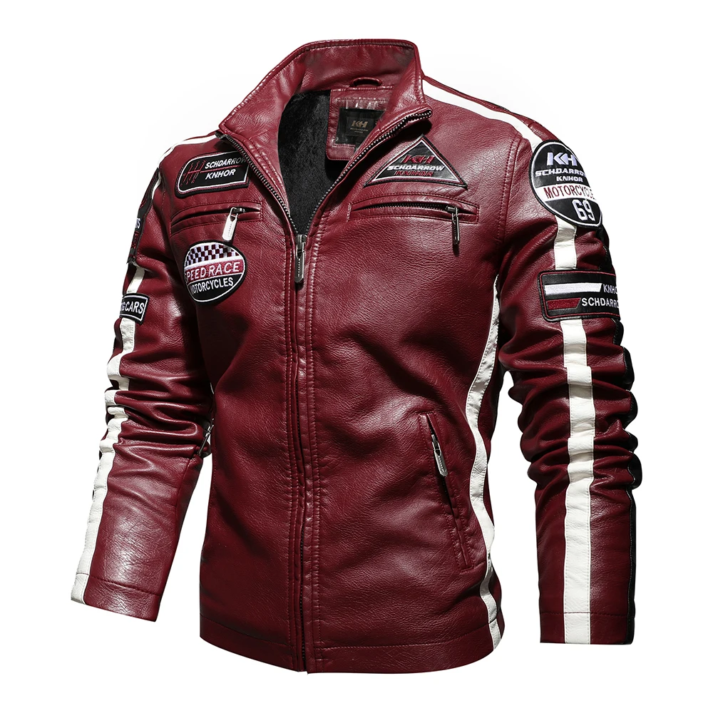 Mens Vintage Motorcycle Jacket 2024 Men Fashion New Biker Leather Jacket Male Embroidery Bomber Coat Winter Fleece Pu Overcoat 107 Ha8cc243da520488d80d65f2766ac6259K