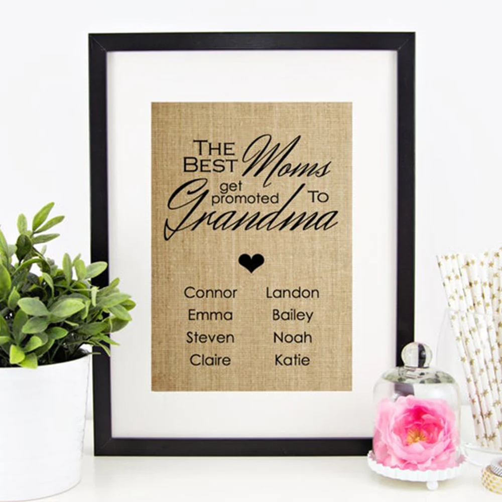 Personalized Mother's Day Gift for Grandmother Grandchildren Names Wall Art Burlap Print The Best Moms Get Promoted to Grandma
Personalized Mother's Day Gift for Grandmother Grandchildren Names Wall Art Burlap Print The Best Moms Get Promoted to Grandma