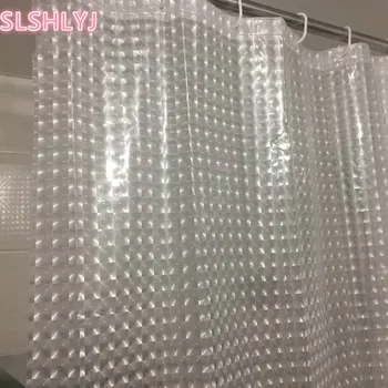 금속 눈 플라스틱 PEVA 3D 방수 샤워 커튼, 투명 흰색 투명 욕실 커튼, 럭셔리 목욕 커튼, 12 개 후크