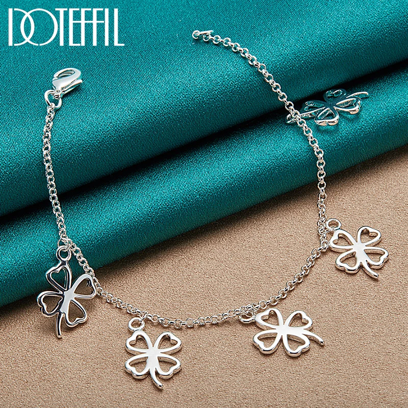 DOTEFFIL 925 Sterling Silver Four Leaf Clover Pendant Chain Bracelet For Woman Charm Wedding Engagement Party Jewelry
DOTEFFIL 925 Sterling Silver Four Leaf Clover Pendant Chain Bracelet For Woman Charm Wedding Engagement Party Jewelry