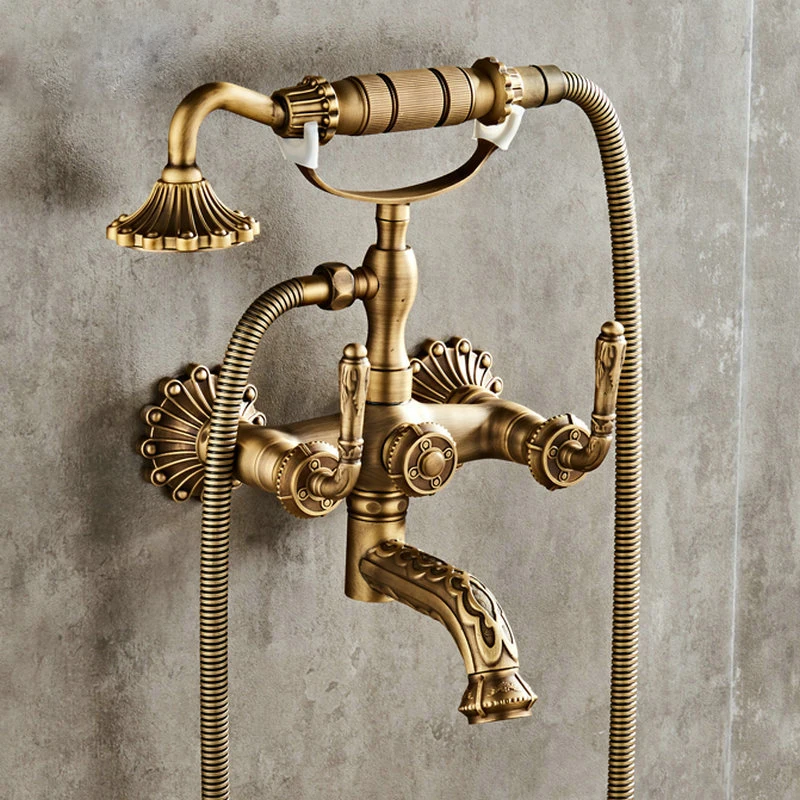 Antique Brushed Brass Bath Faucets Wall Mounted Bathroom Basin Mixer Tap Crane With Hand Shower Head Bath & Shower Faucet
Antique Brushed Brass Bath Faucets Wall Mounted Bathroom Basin Mixer Tap Crane With Hand Shower Head Bath & Shower Faucet