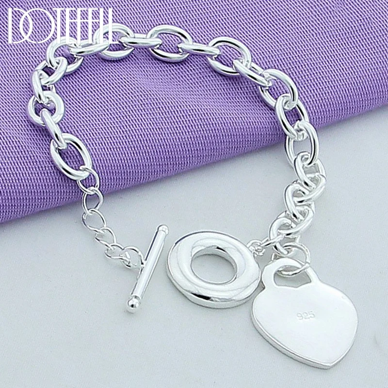 DOTEFFIL 925 Sterling Silver TO Clasp Heart Pendant Bracelet Chain For Women Wedding Engagement Luxury Christmas Gift Jewelry
DOTEFFIL 925 Sterling Silver TO Clasp Heart Pendant Bracelet Chain For Women Wedding Engagement Luxury Christmas Gift Jewelry
