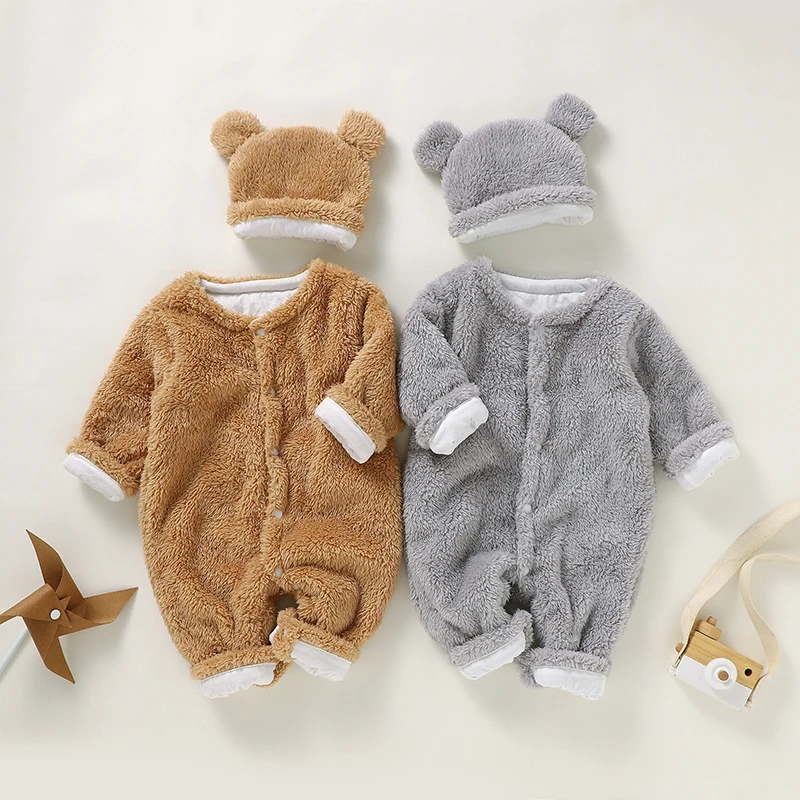 Baby Romper Solid Warm Newborn Boy Girl Jumpsuit Outfits Long Sleeve Winter Infant Kid Clothing Hat 2PC Cute Bear Suits Playsuit
Baby Romper Solid Warm Newborn Boy Girl Jumpsuit Outfits Long Sleeve Winter Infant Kid Clothing Hat 2PC Cute Bear Suits Playsuit