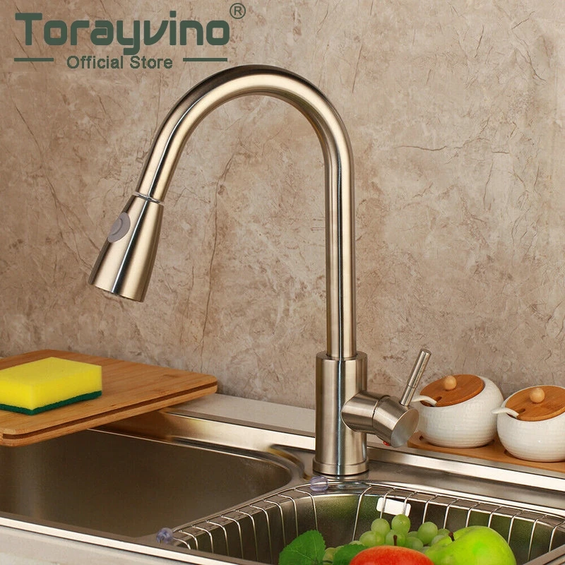 Nickel Brushed Mixer Kitchen Faucet Pull Out Stream Spray Solid Brass Kitchen Faucet Mixer Tap 1 Hand Basin Sink Tap Mixer
Nickel Brushed Mixer Kitchen Faucet Pull Out Stream Spray Solid Brass Kitchen Faucet Mixer Tap 1 Hand Basin Sink Tap Mixer