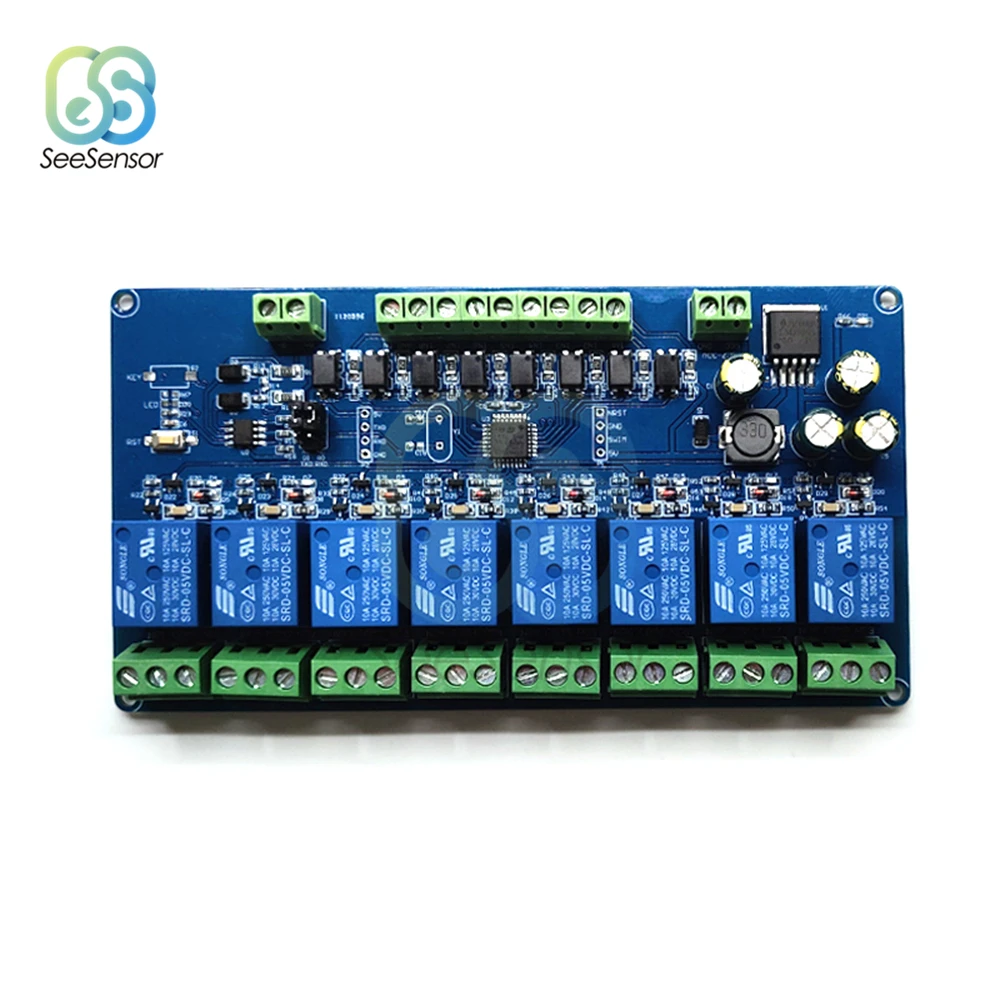 Модуль реле для Modbus RTU 8-канальный RS485 TTL связи UART 8-канальный вход 7-30 в модуль реле
Модуль реле для Modbus RTU 8-канальный RS485 TTL связи UART 8-канальный вход 7-30 в модуль реле