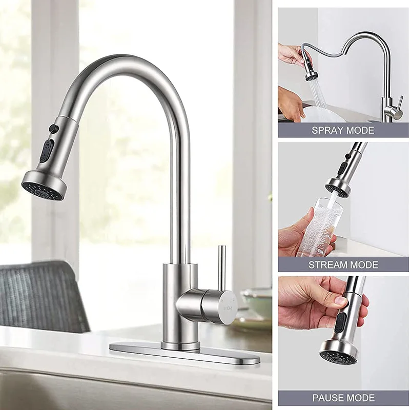 Kitchen Sink Sink Hot and Cold Rotatable Water Stop Multifunctional Faucet Stainless Steel Kitchen Pull-out Faucet
Kitchen Sink Sink Hot and Cold Rotatable Water Stop Multifunctional Faucet Stainless Steel Kitchen Pull-out Faucet