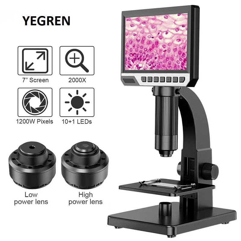 2000X 12MP Digital Microscope with 7" Screen Dual Lens Wireless WIFI-USB Microscope 10 LED Illuminated Support Android IOS PC
2000X 12MP Digital Microscope with 7" Screen Dual Lens Wireless WIFI-USB Microscope 10 LED Illuminated Support Android IOS PC