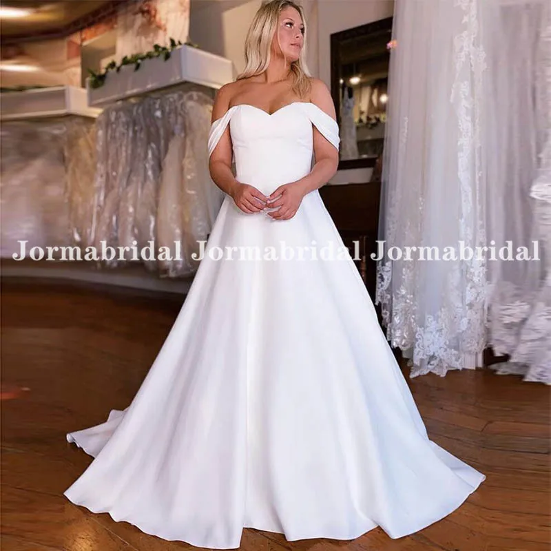 Sweetheart A Line Wedding Dresses With Pockets Elegant Detachable Off The Shoulder Straps Satin Long Bridal Gowns 2021
Sweetheart A Line Wedding Dresses With Pockets Elegant Detachable Off The Shoulder Straps Satin Long Bridal Gowns 2021