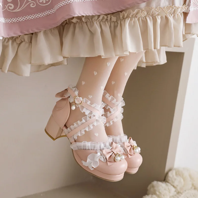 Spring lace thick-heeled high-heeled women's single shoes waterproof platform pearl bow size size Lolita party dress sandals
Spring lace thick-heeled high-heeled women's single shoes waterproof platform pearl bow size size Lolita party dress sandals
