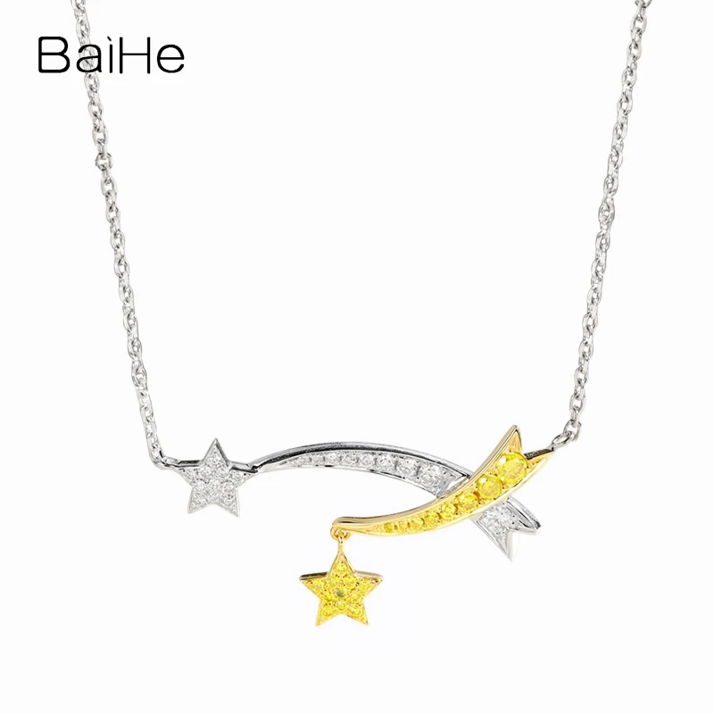BAIHE Solid 18K White Yellow Gold Natural White Diamond Yellow Diamond Star Necklace Women Trendy Fine Jewelry Collar Estrella
BAIHE Solid 18K White Yellow Gold Natural White Diamond Yellow Diamond Star Necklace Women Trendy Fine Jewelry Collar Estrella