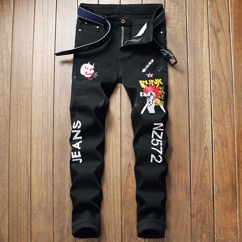 Fashion New Men's Black Distressed Washed Jeans Vintage Straight Slim Fit Hommes Cowboys Trousers Male Casual Brand Denim Pants
Fashion New Men's Black Distressed Washed Jeans Vintage Straight Slim Fit Hommes Cowboys Trousers Male Casual Brand Denim Pants