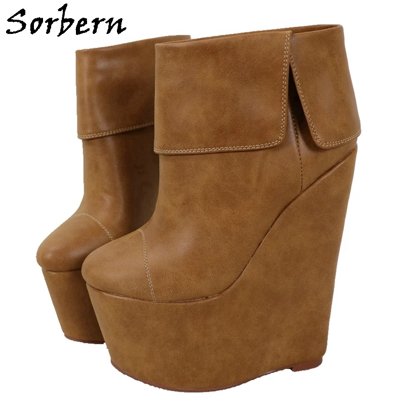 Sorbern Vintage Brown Ankle Boots Women Wedges Size Eu36 Thick Platform Heel Turn Over Ankle 18Cm High Heels Custom Color
Sorbern Vintage Brown Ankle Boots Women Wedges Size Eu36 Thick Platform Heel Turn Over Ankle 18Cm High Heels Custom Color