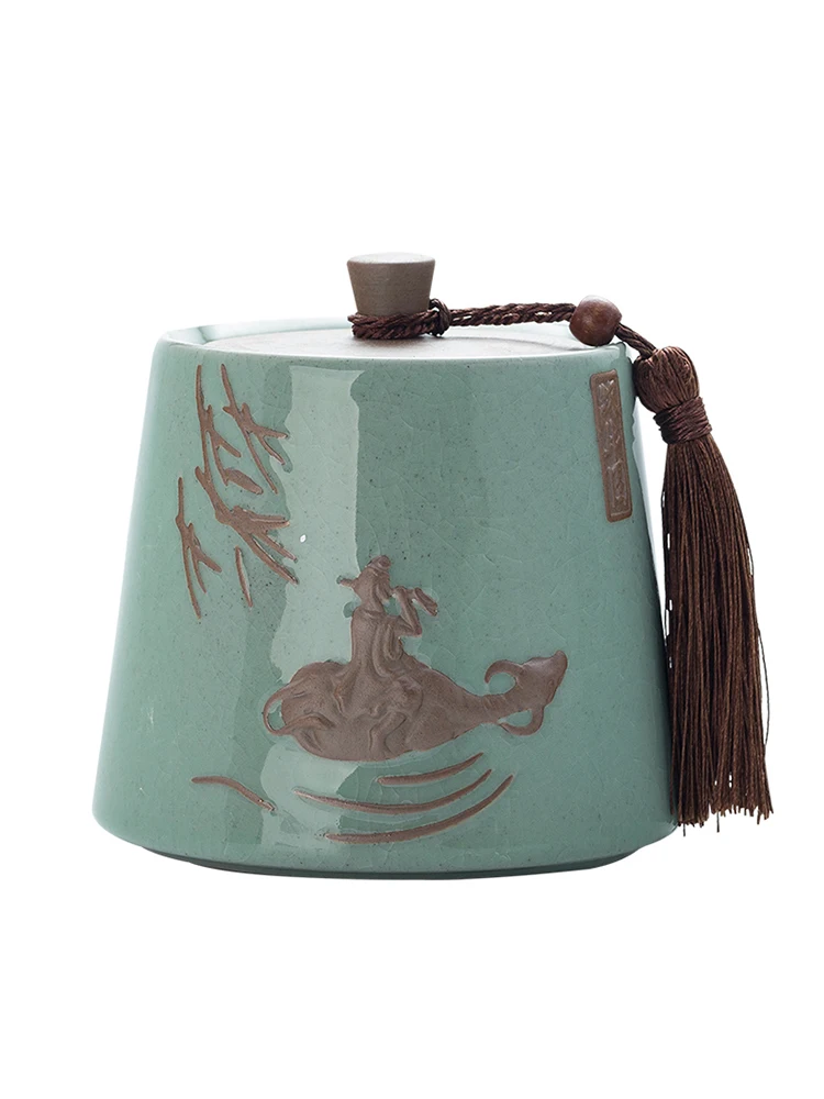 TT Ceramic Tea Jar Sealed Jar Half a Catty Package Small Portable Crackled Glaze Carved Household Tea Container
TT Ceramic Tea Jar Sealed Jar Half a Catty Package Small Portable Crackled Glaze Carved Household Tea Container