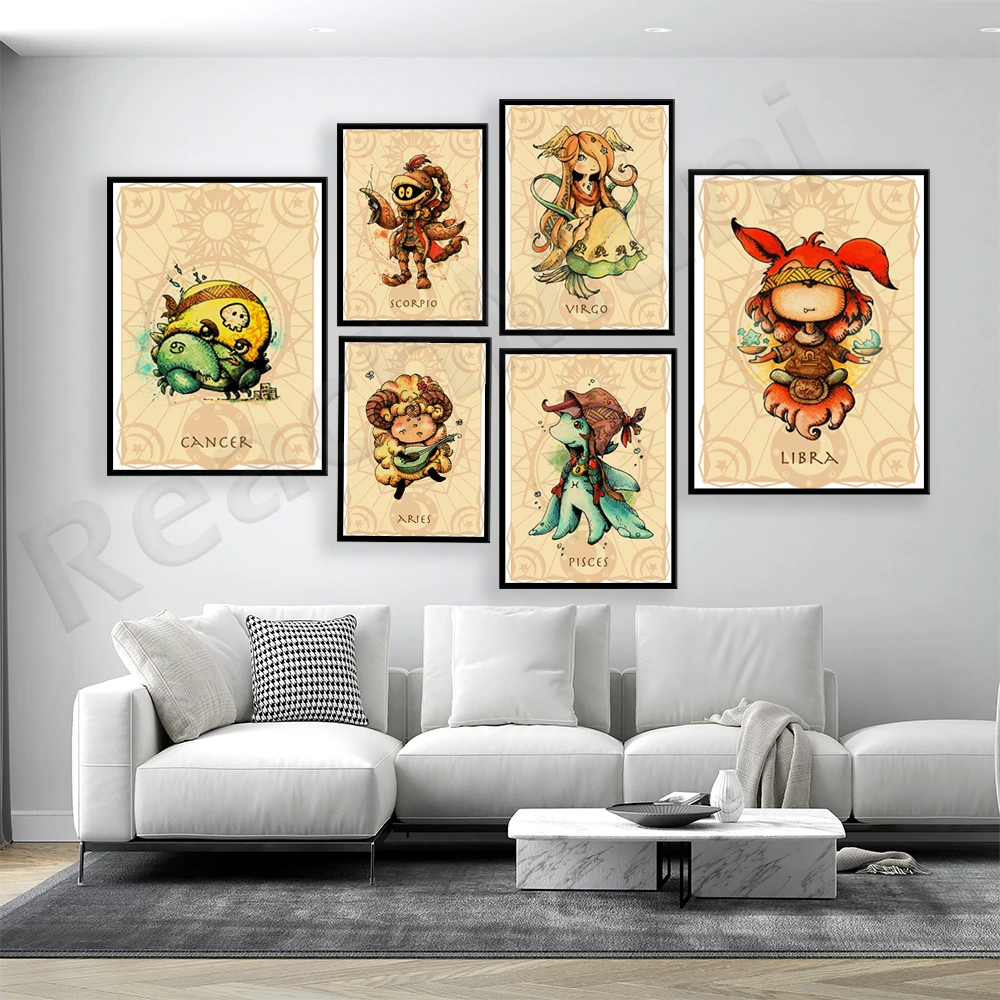 Cute Cartoon Zodiac Canvas Painting Horoscope Poster Print Wall Art 12 Logo Pictures for Living Room Home Decor
Cute Cartoon Zodiac Canvas Painting Horoscope Poster Print Wall Art 12 Logo Pictures for Living Room Home Decor