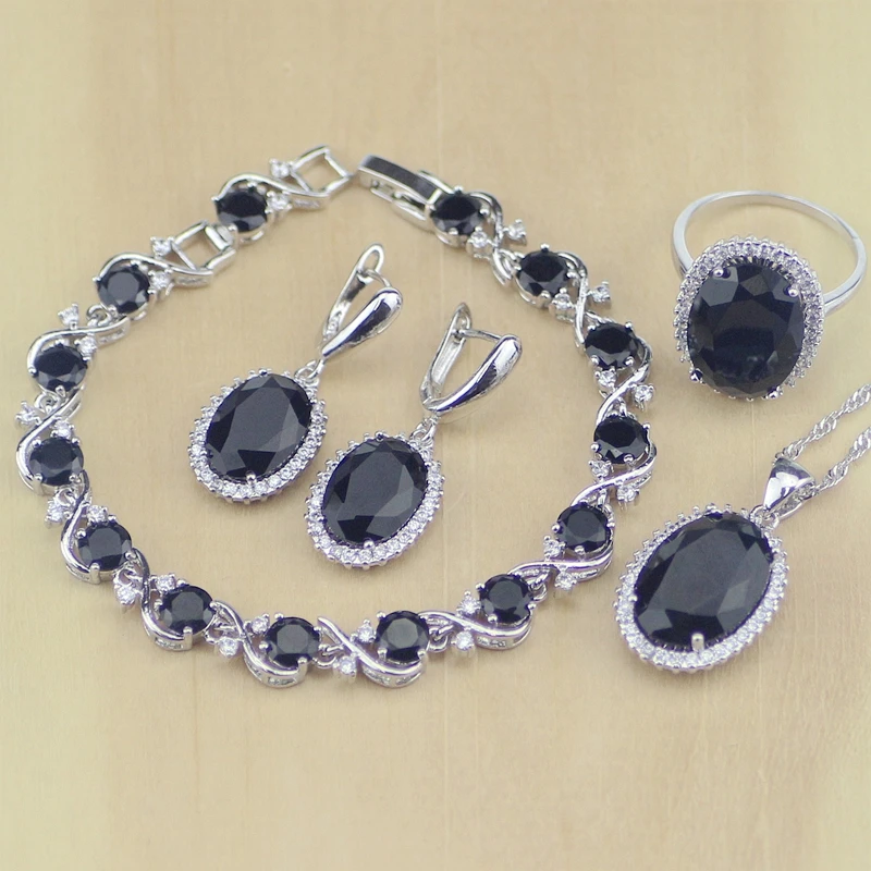 925 Sterling Silver Jewelry Black Cubic Zirconia White Crystal Jewelry Sets Women Earrings/Pendant/Necklace/Rings/Bracelet T228
925 Sterling Silver Jewelry Black Cubic Zirconia White Crystal Jewelry Sets Women Earrings/Pendant/Necklace/Rings/Bracelet T228