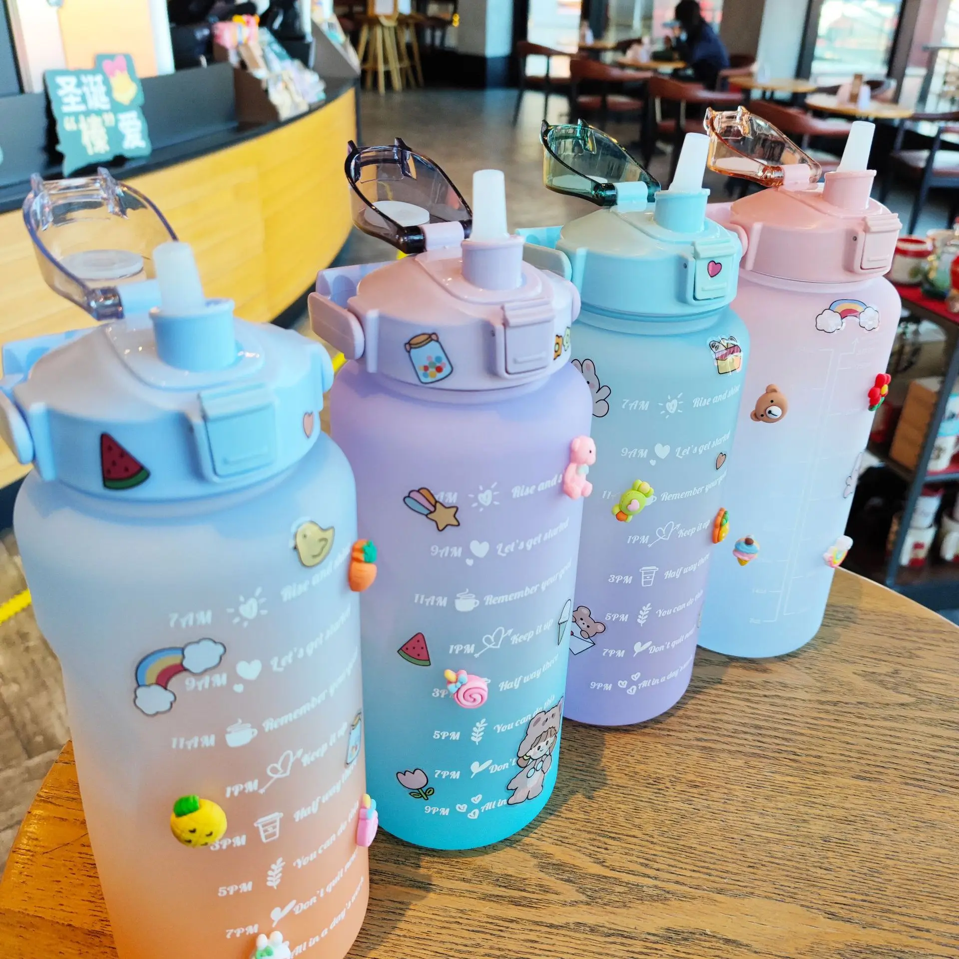 Large Capacity Water Bottle Straw Cup High Temperature Plastic Water Cup Time Scale Frosted Outdoor Sports Student Couple Cup2L
Large Capacity Water Bottle Straw Cup High Temperature Plastic Water Cup Time Scale Frosted Outdoor Sports Student Couple Cup2L