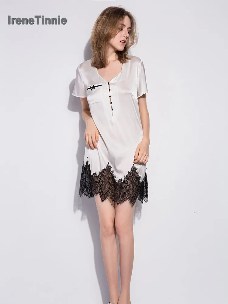 Sexy 100% Genuine Silk NightDress Women Sleepwear V-neck Pure Silk Short Sleeves Elegant Nightgowns Women Night dress
Sexy 100% Genuine Silk NightDress Women Sleepwear V-neck Pure Silk Short Sleeves Elegant Nightgowns Women Night dress