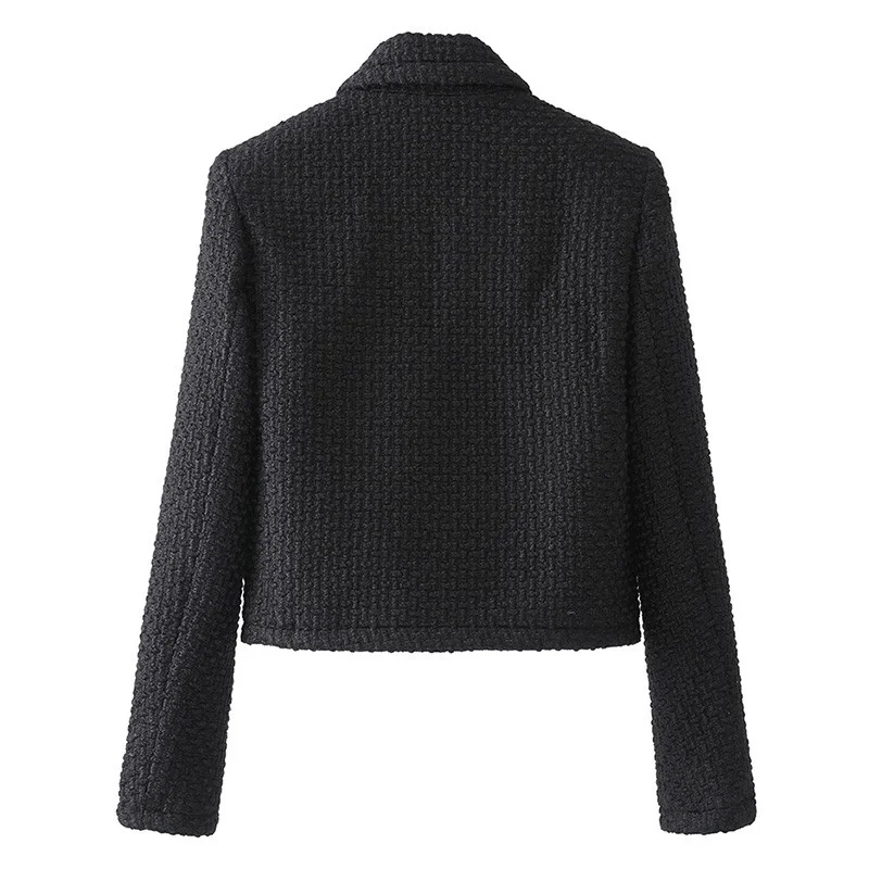 Black Elegant Wool Blend Coats Women New Spring Slim Long Sleeve High Waist Short Outerwear Casual Single Breasted Tweed Jacket
Black Elegant Wool Blend Coats Women New Spring Slim Long Sleeve High Waist Short Outerwear Casual Single Breasted Tweed Jacket