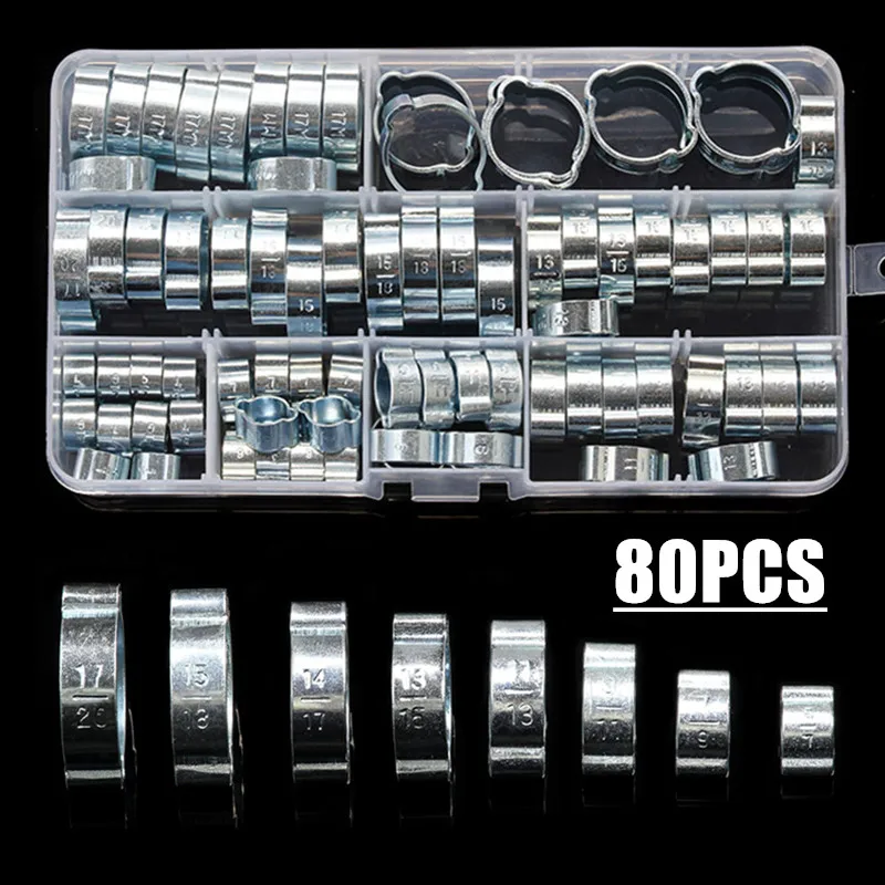 80PCS Double Ear O Clip Air Fuel Hose Petrol Pipe Tube Clamp 5-20MM Worm Drive Fuel Water Hose Pipe Clamps Clips Kit
80PCS Double Ear O Clip Air Fuel Hose Petrol Pipe Tube Clamp 5-20MM Worm Drive Fuel Water Hose Pipe Clamps Clips Kit