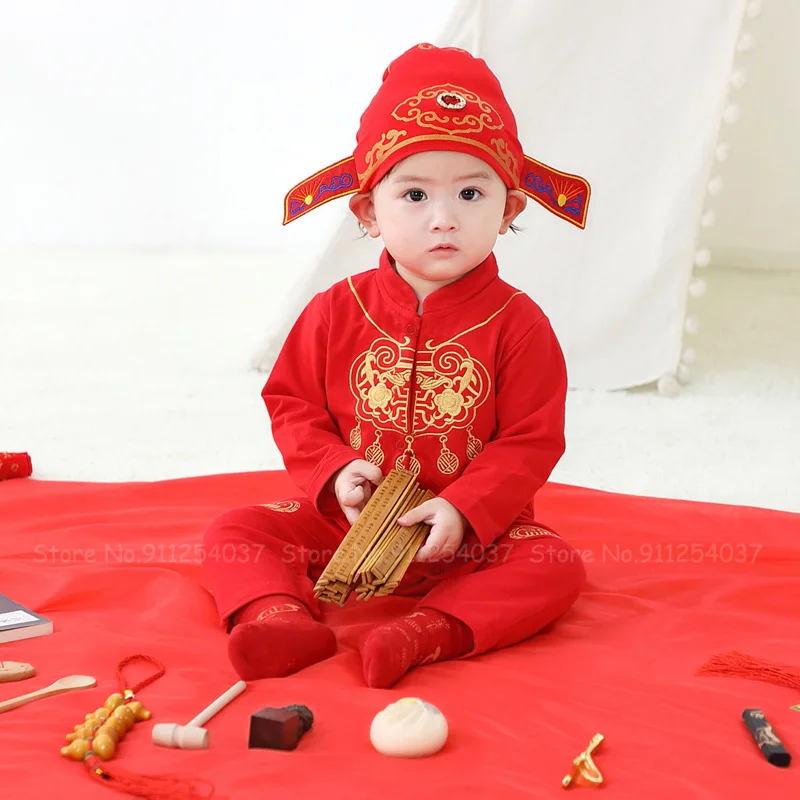 Chinese Style New Year Clothing Baby Rompers Boys Girls Traditional Red Bodysuit Kids Embroidery Hanfu Tang Suit Jumpsuit Hat
Chinese Style New Year Clothing Baby Rompers Boys Girls Traditional Red Bodysuit Kids Embroidery Hanfu Tang Suit Jumpsuit Hat