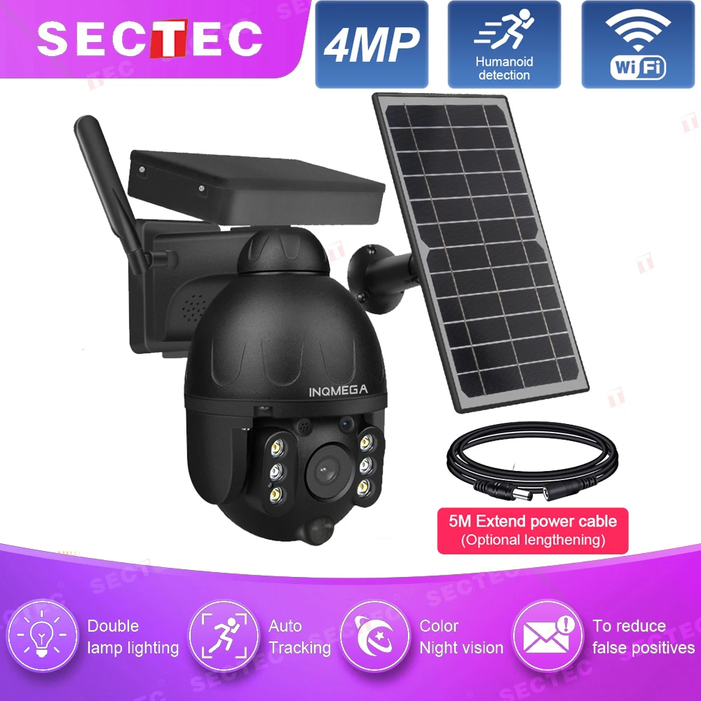 SECTEC 4MP Wi-Fi Солнечная камера для видеонаблюдения, беспроводной видеорегистратор для безопасности, съемные солнечные панели, 360 CCTV Cam Recorder
SECTEC 4MP Wi-Fi Солнечная камера для видеонаблюдения, беспроводной видеорегистратор для безопасности, съемные солнечные панели, 360 CCTV Cam Recorder