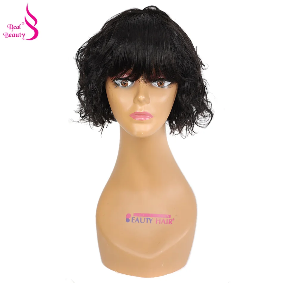 Real Beauty Short Pixie Cut Wavy Hair Wig Peruvian Remy Human Hair Wigs Black Color Machine Made Wig With Bang
Real Beauty Short Pixie Cut Wavy Hair Wig Peruvian Remy Human Hair Wigs Black Color Machine Made Wig With Bang