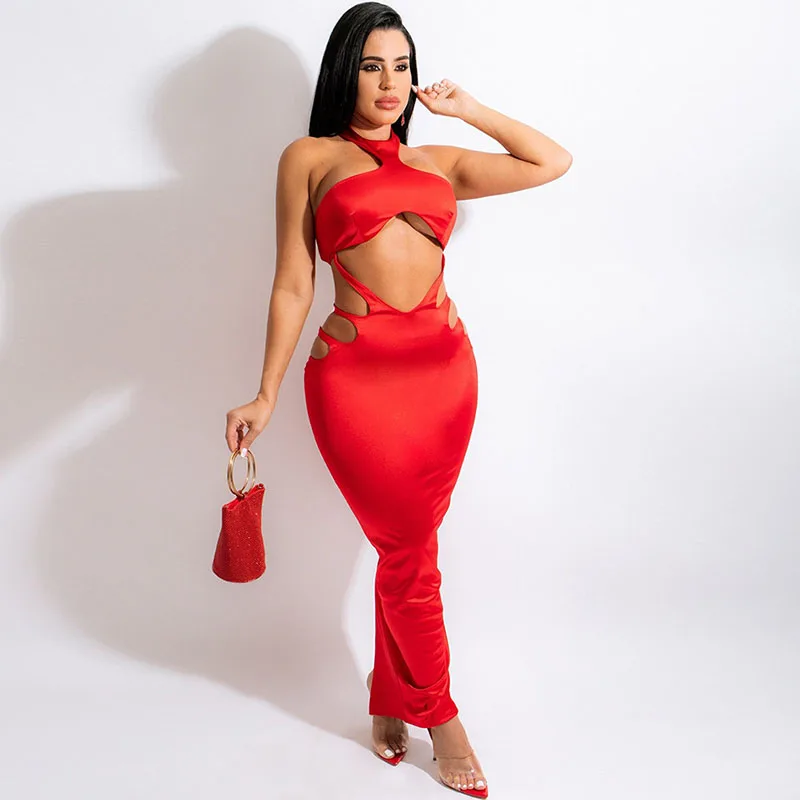 Sexy Halter Backless Bodycon Maxi Dress Women Night Party Hollow Out Sleeveless Long Dress Clubwear Birthday Dress Vestido Longo
Sexy Halter Backless Bodycon Maxi Dress Women Night Party Hollow Out Sleeveless Long Dress Clubwear Birthday Dress Vestido Longo