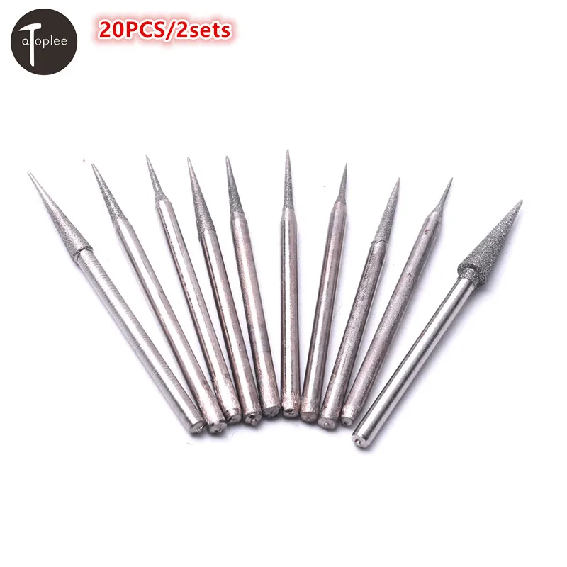 NEW 20Pcs/2 Set Mini 2.35mm Diamond Burrs Set Sharp Needle Burrs Rotary Point Grinding Head Carving Polishing Tool
NEW 20Pcs/2 Set Mini 2.35mm Diamond Burrs Set Sharp Needle Burrs Rotary Point Grinding Head Carving Polishing Tool